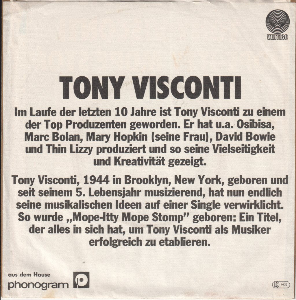 Tony Visconti - Mope-Itty Mope Stomp - 7 Inch