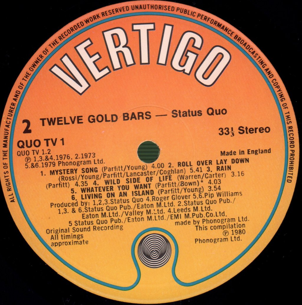Status Quo - 12 Gold Bars Volume 1+1 - Double Lp