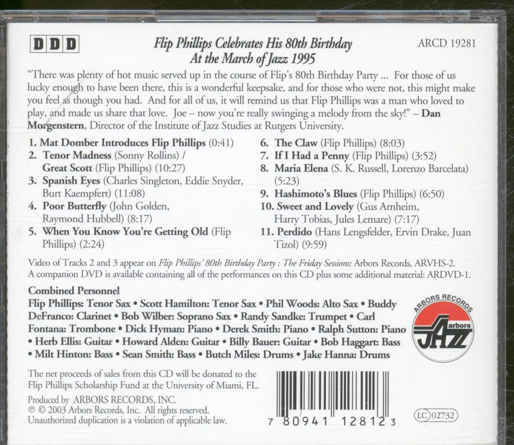 Flip Phillips - Flip Philllips Celebrates His 80th Birthday At The March of Jazz 1995 - Cd