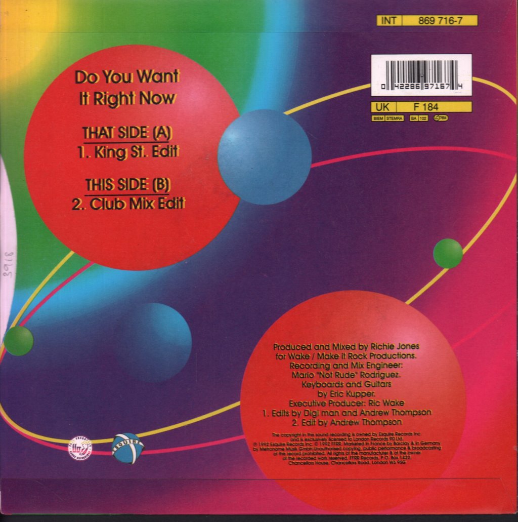 Degrees Of Motion Featuring Biti - Do You Want It Right Now - 7 Inch