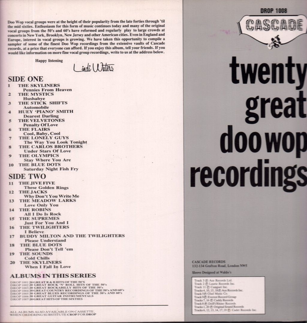 Various Artists - 20 Great Doo Wop Recordings - Lp