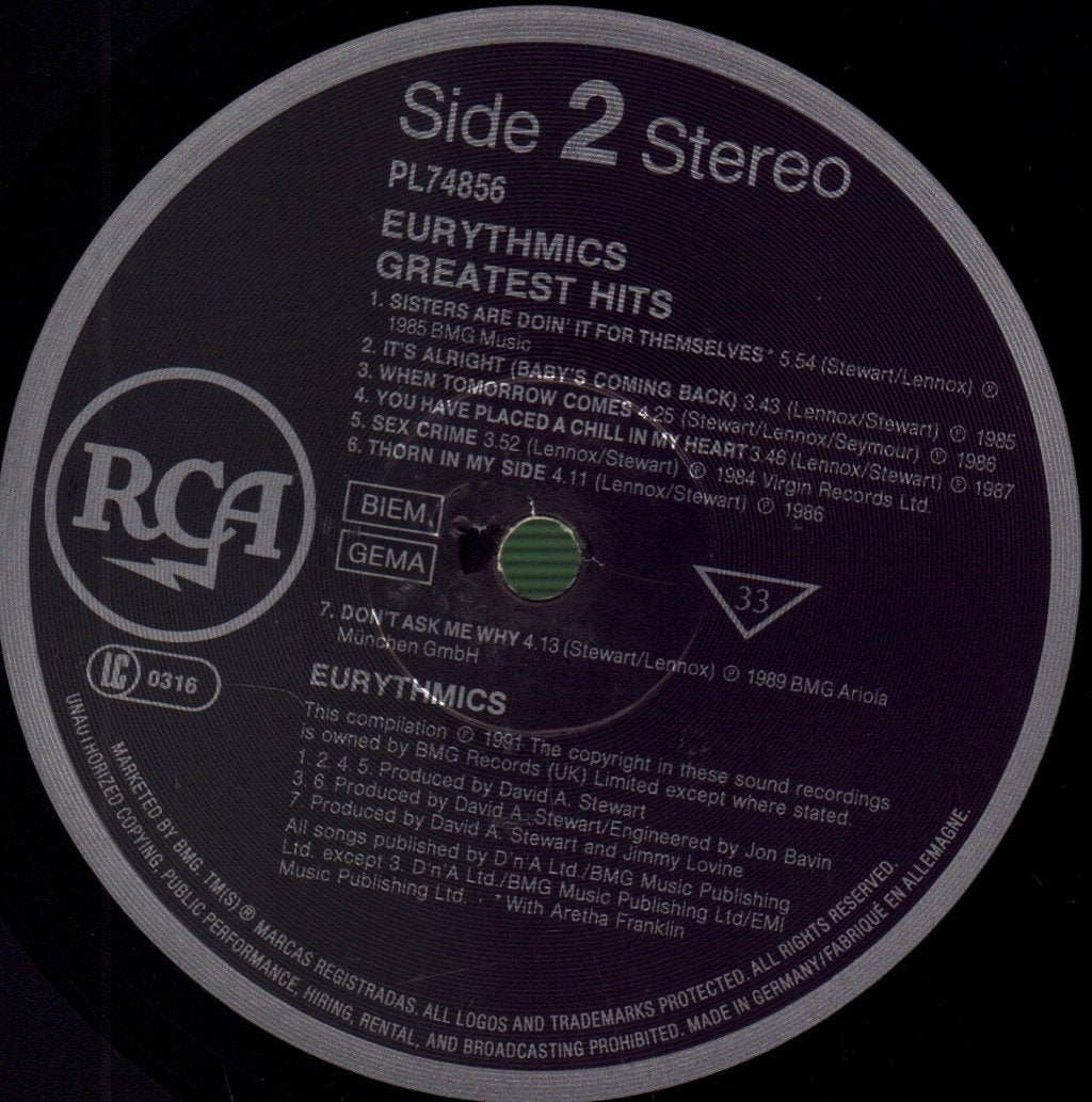 Eurythmics - Greatest Hits - Lp