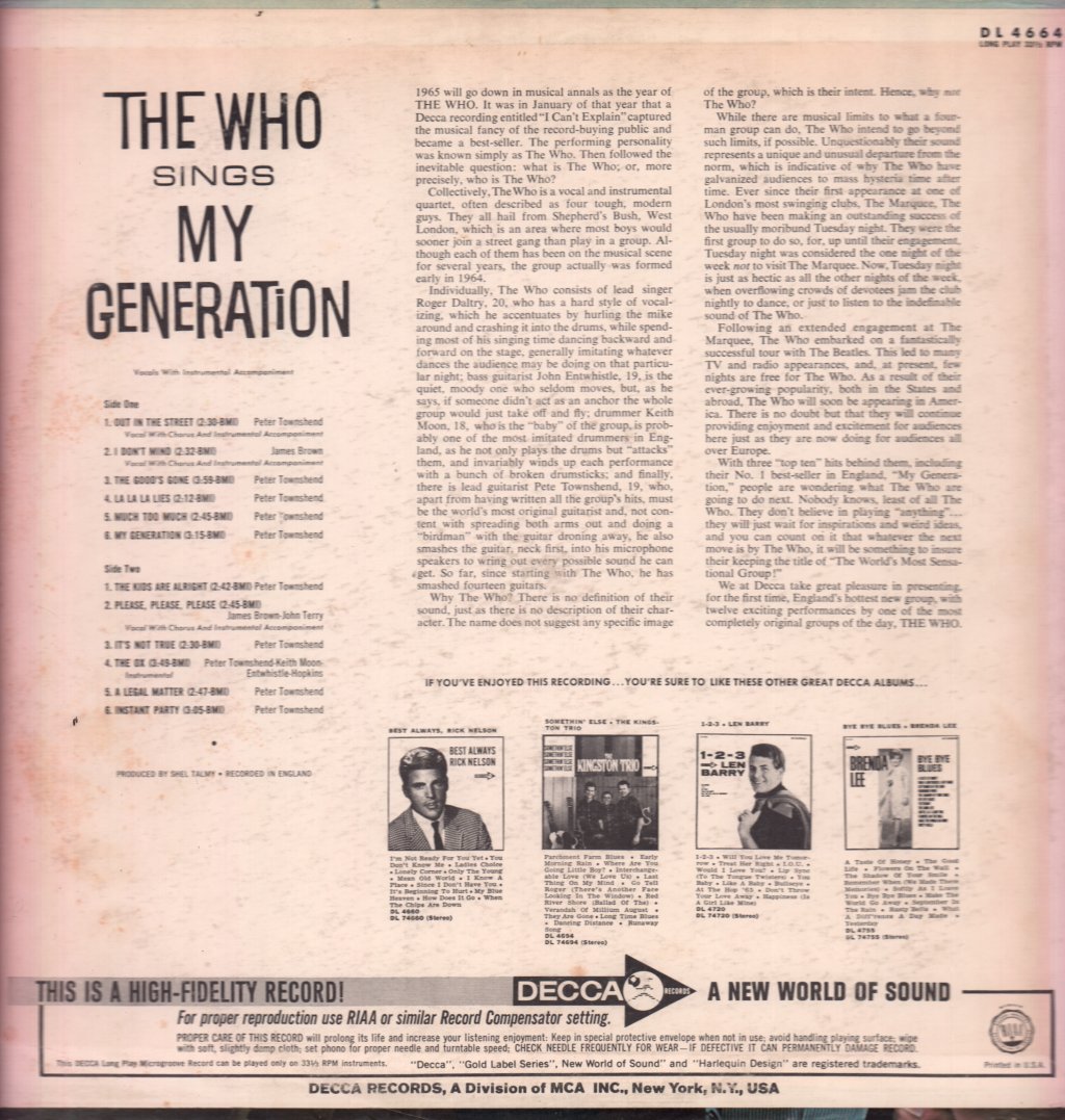 Who - Who Sings My Generation - Lp