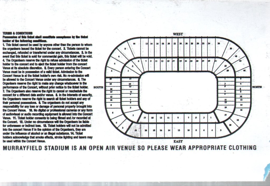 Bryan Adams - Murrayfield Edinburgh 21 July 2007 - Ticket