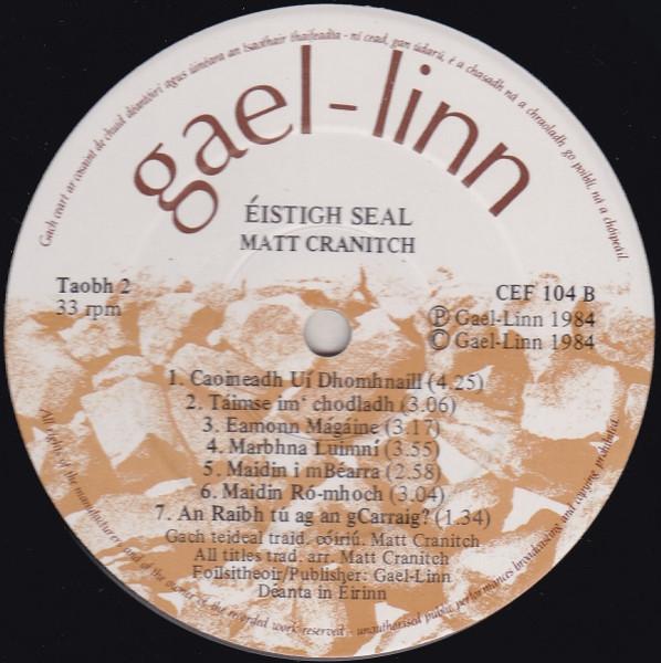 Matt Cranitch With Bríd Cranitch - Éistigh Seal - Lp