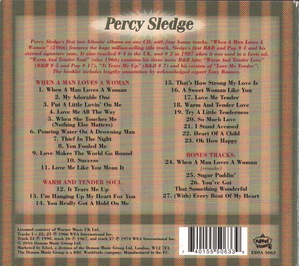Percy Sledge - When A Man Loves A Woman + Warm And Tender Soul - Cd