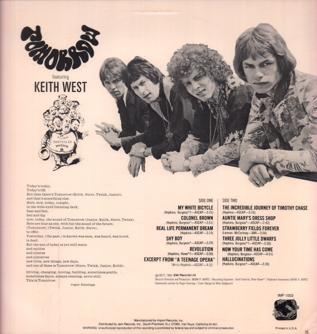 tomorrow featuring keith west - Tomorrow - Lp
