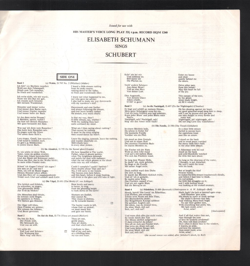 Elisabeth Schumann - Elisabeth Schumann Sings Schubert - Lp