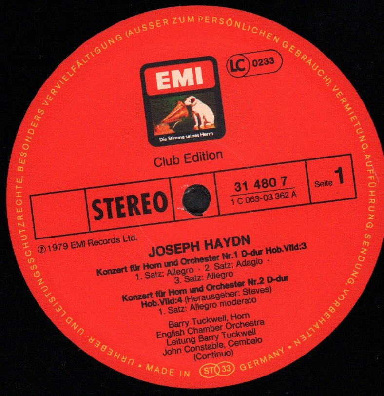 Barry Tuckwell - Hornkonzerte Von Joseph And Michael Haydn - Lp