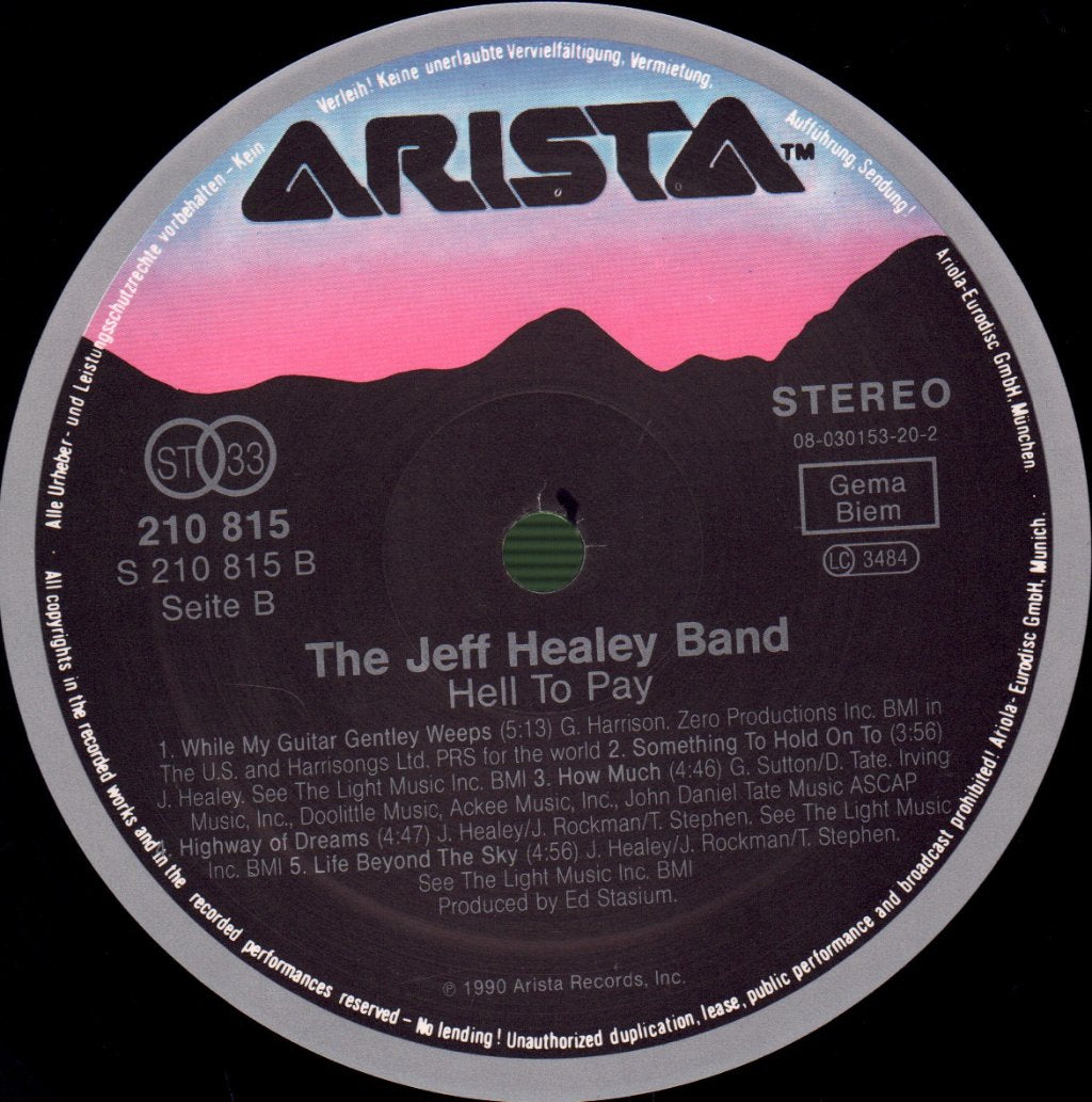 Jeff Healey Band - Hell To Pay - Lp