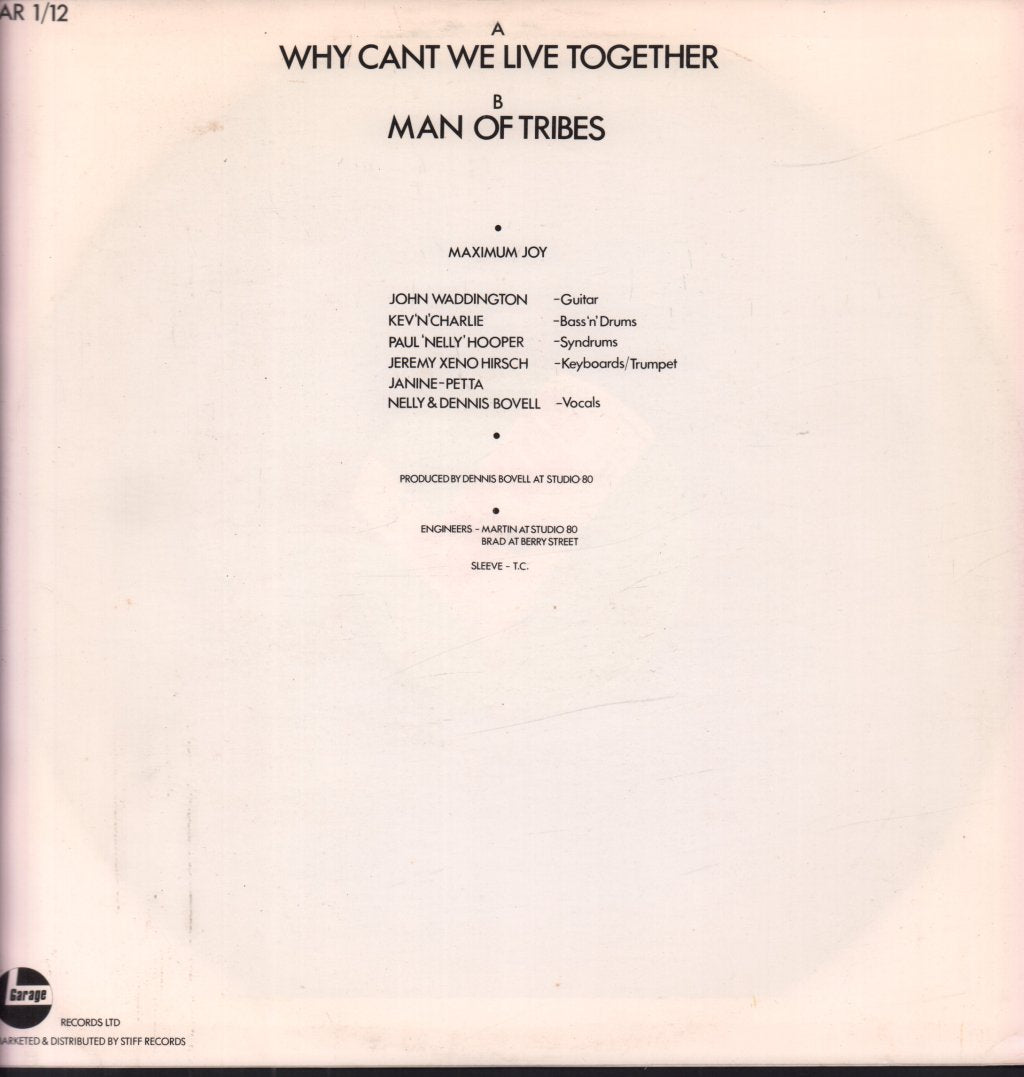 Maximum Joy - Why Can't We Live Together - 12 Inch