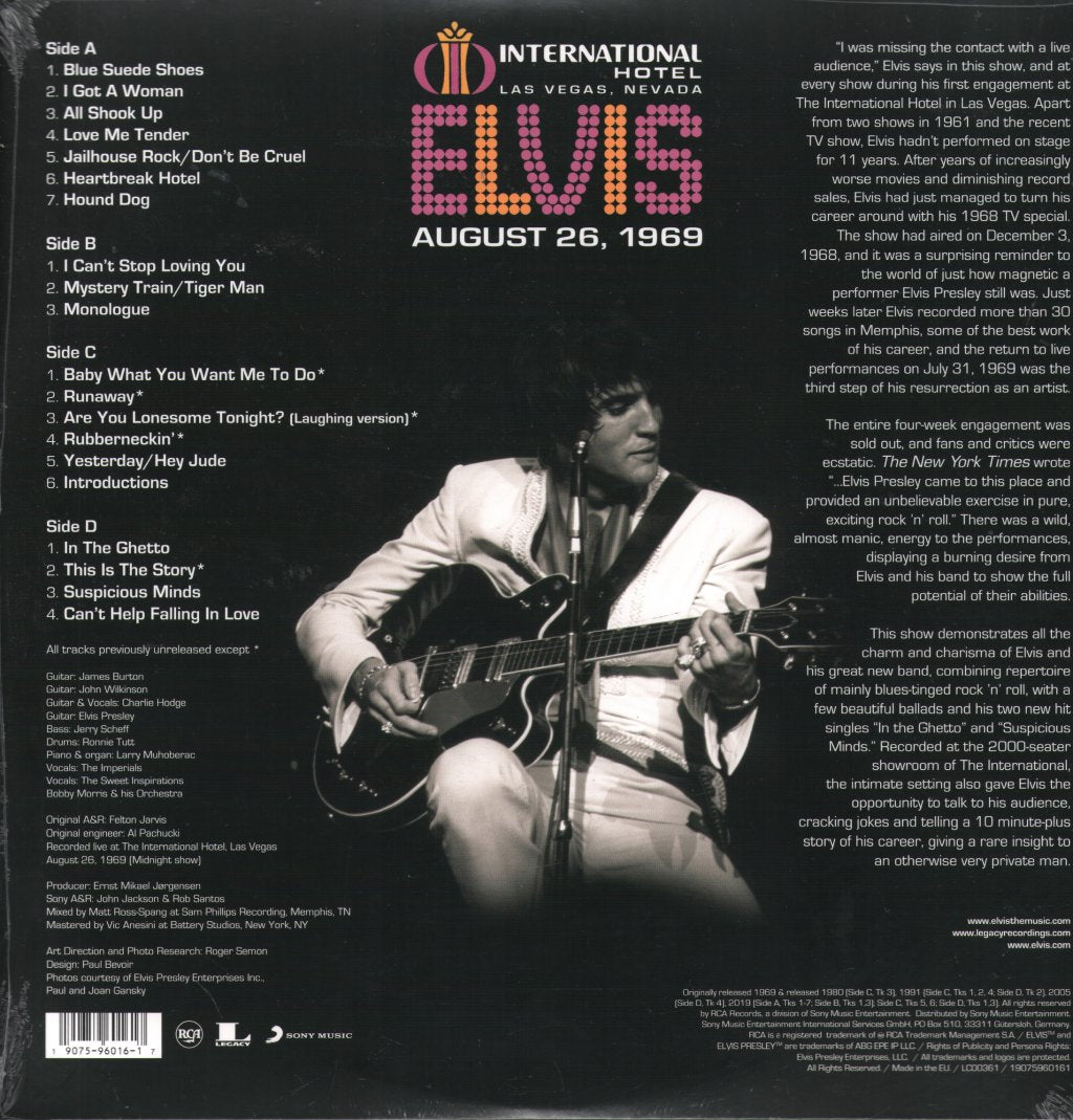 Elvis Presley - International Hotel Las Vegas, Nevada August 26, 1969 - Double Lp