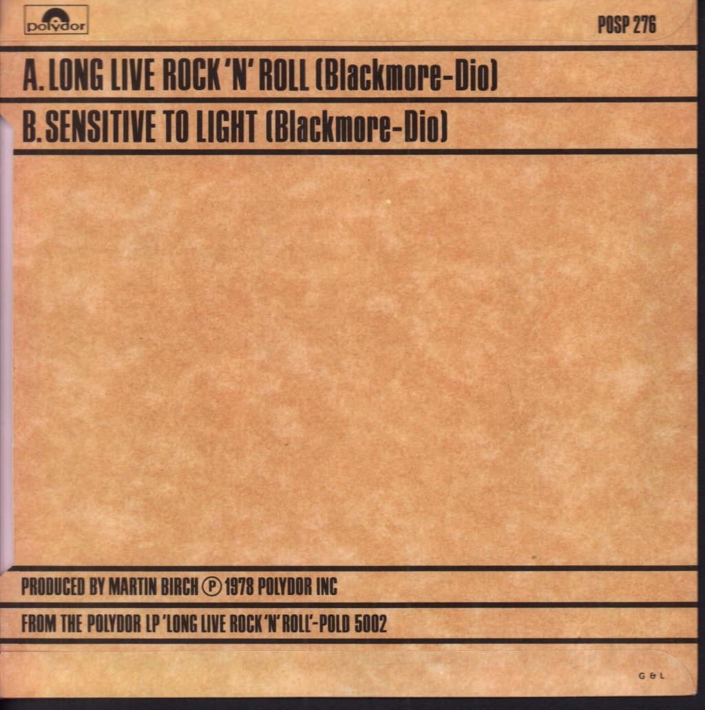 Rainbow (Rock/Metal Group) - Long Live Rock N Roll - 7 Inch
