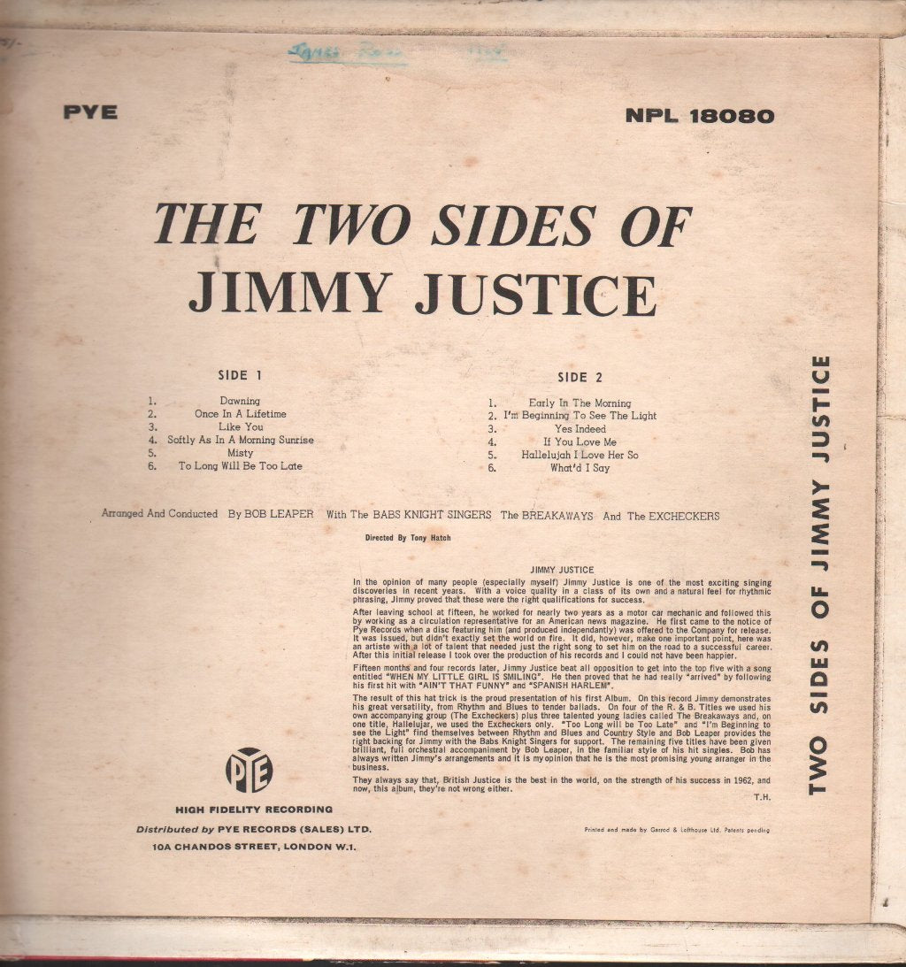 Jimmy Justice - Two Sides Of - Lp