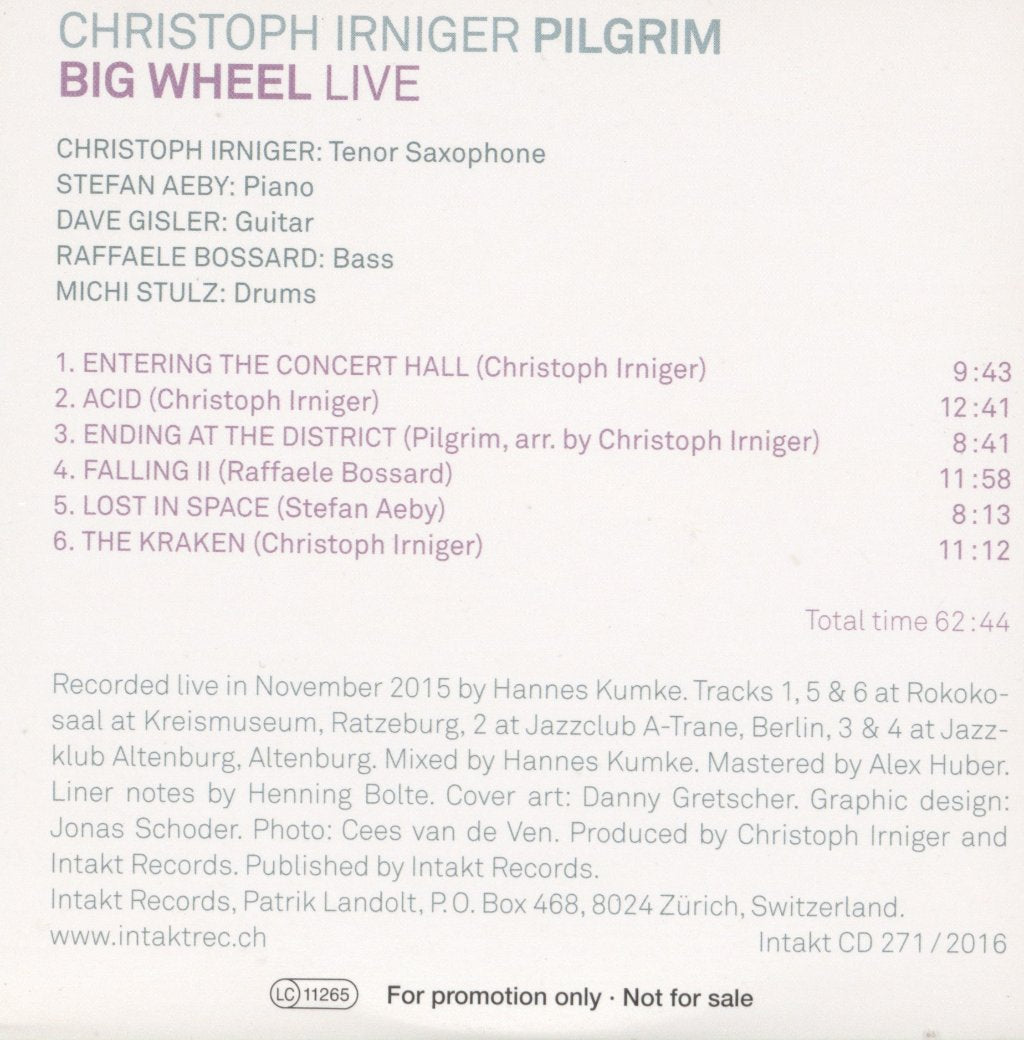 Christoph Irniger Pilgrim - Big Wheel Live - Cd