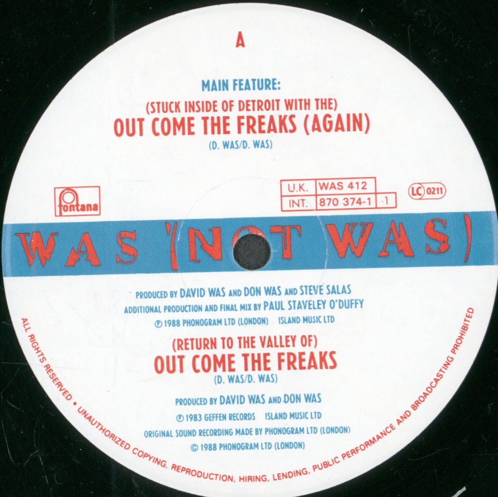 Was Not Was - Out Come The Freaks - 12 Inch