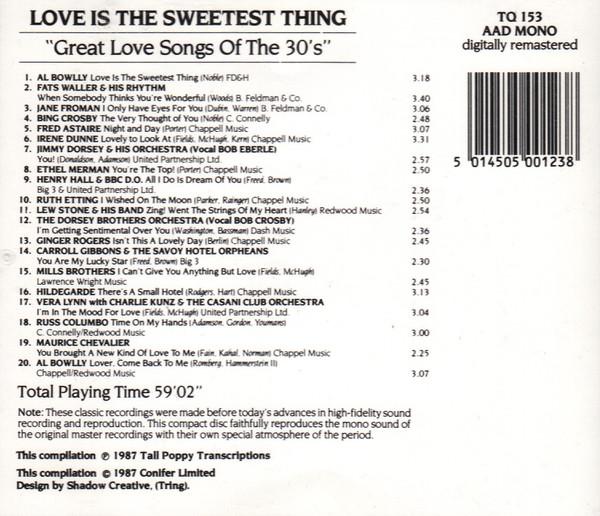 Various Artists - Love Is The Sweetest Thing - Great Love Songs Of The 30s - Cd