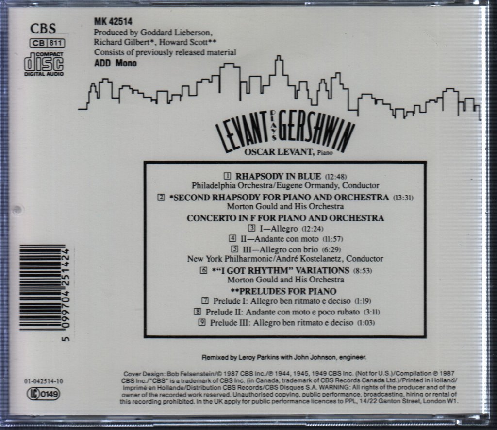 Oscar Levant - Levant Plays Gershwin - Cd