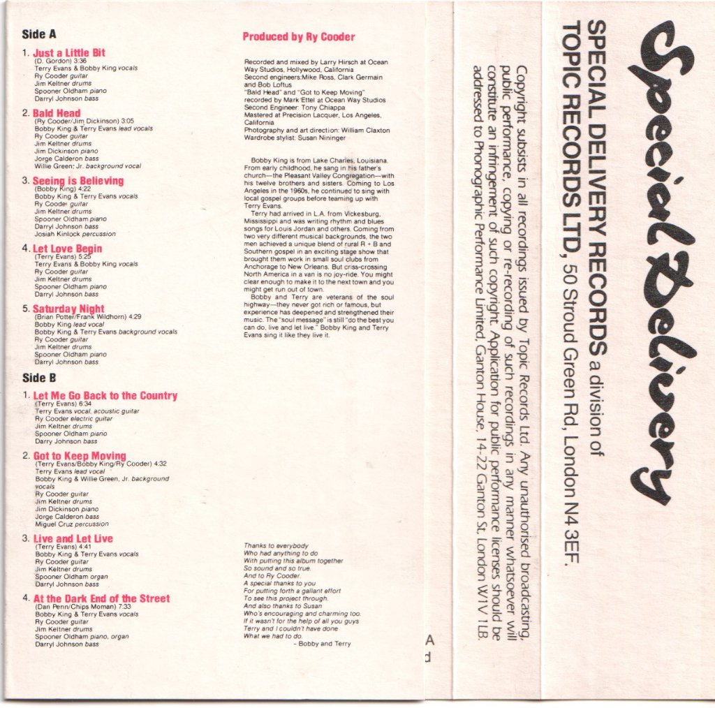 Bobby King And Terry Evans - Live And Let Live! - Cassette