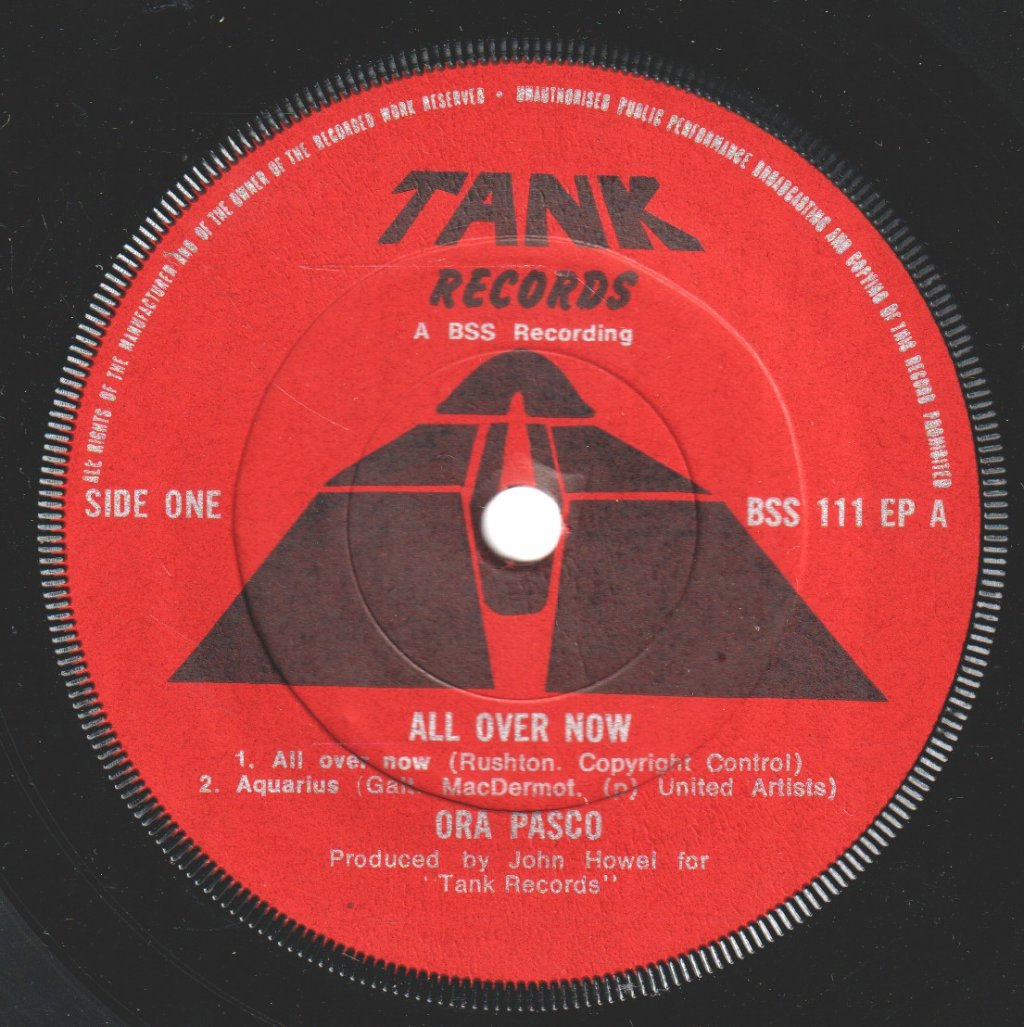 Ora Pasco - All Over Now - 7 Inch