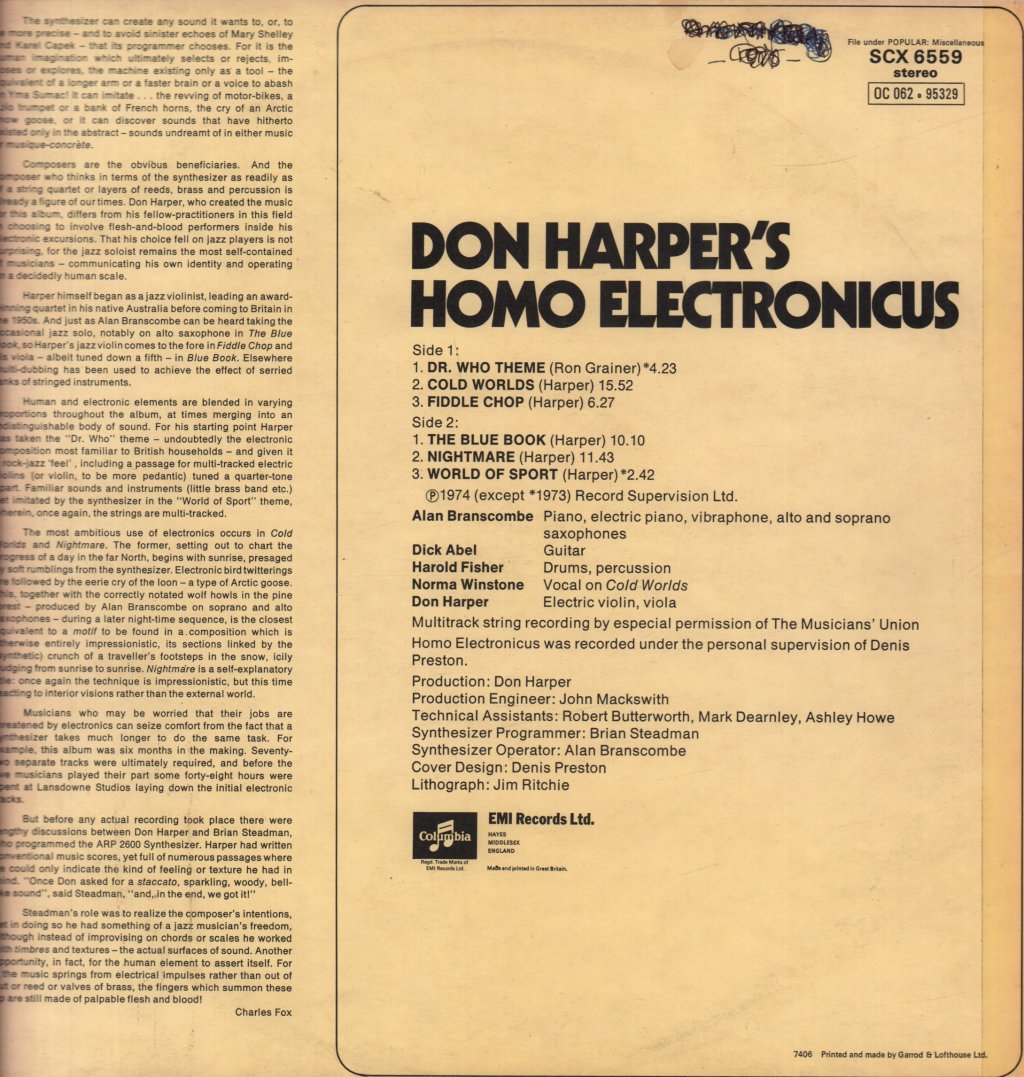 Don Harper's Homo Electronicus - Homo Electronicus - Lp