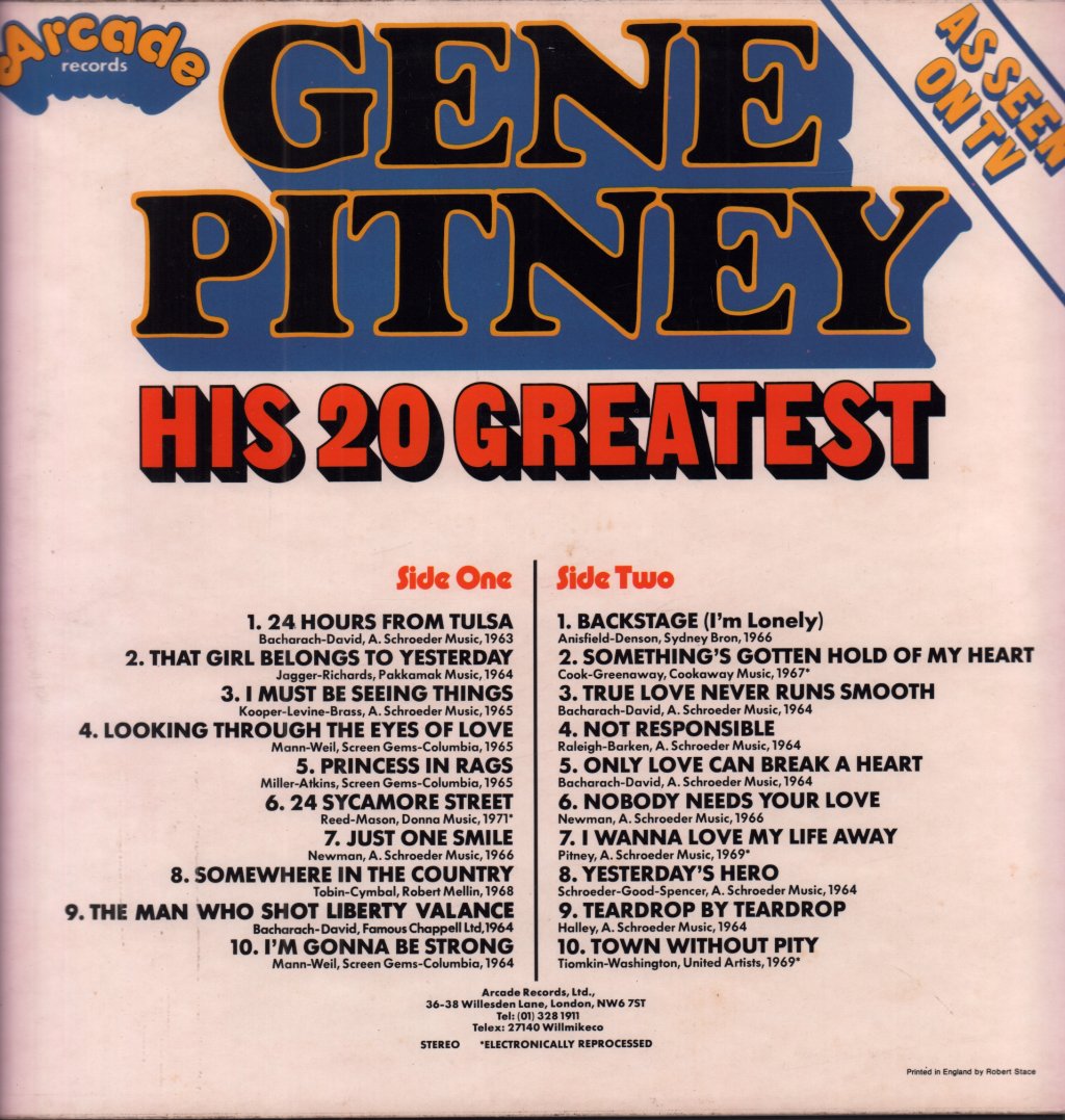 Gene Pitney - His 20 Greatest - Lp