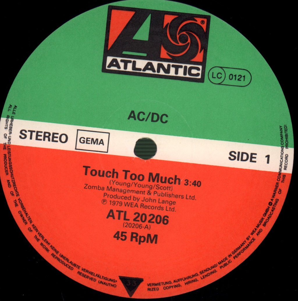 AC/DC - Touch Too Much - 12 Inch