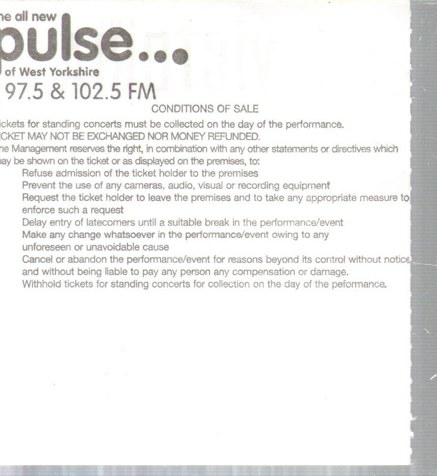 Charlatans (Uk Group) - Victoria Theatre Halifax 23/11/06 - Ticket
