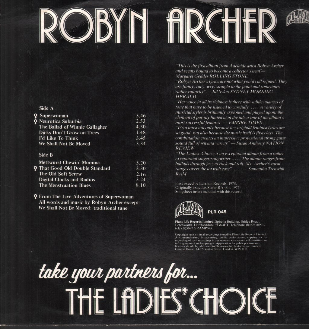 Robyn Archer - Ladies Choice - Lp