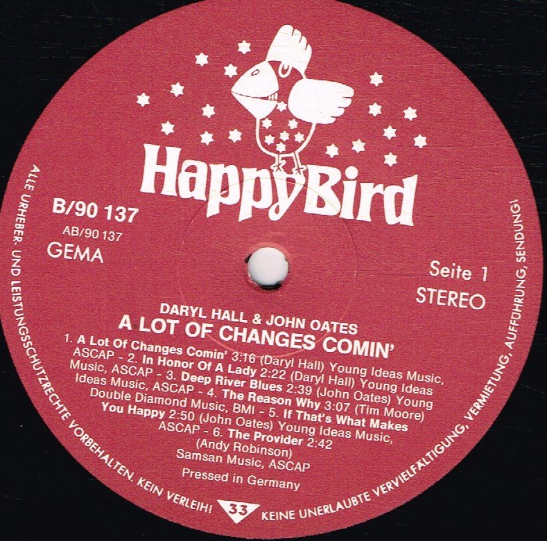 Hall And Oates - A Lot Of Changes Comin' - Lp