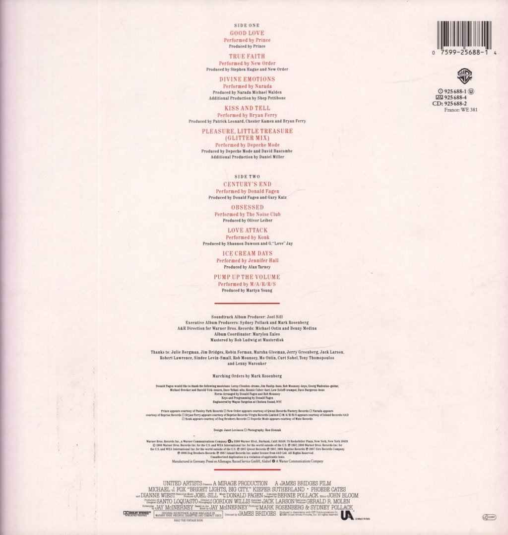 Various Artists - Bright Lights Big City Original Motion Picture Soundtrack - Lp