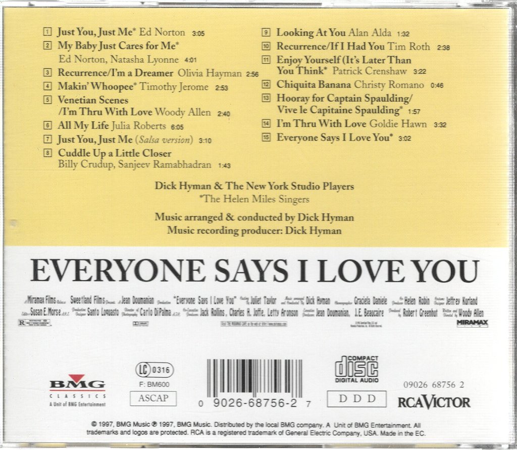Various Artists - Everyone Says I Love You: Original Soundtrack Recording - Cd