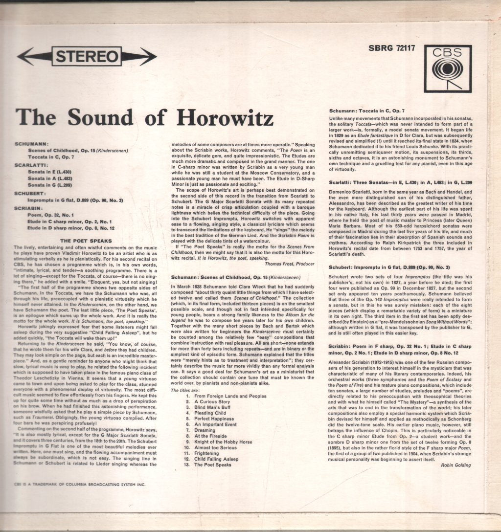 Vladimir Horowitz - Sound Of Horowitz - Lp