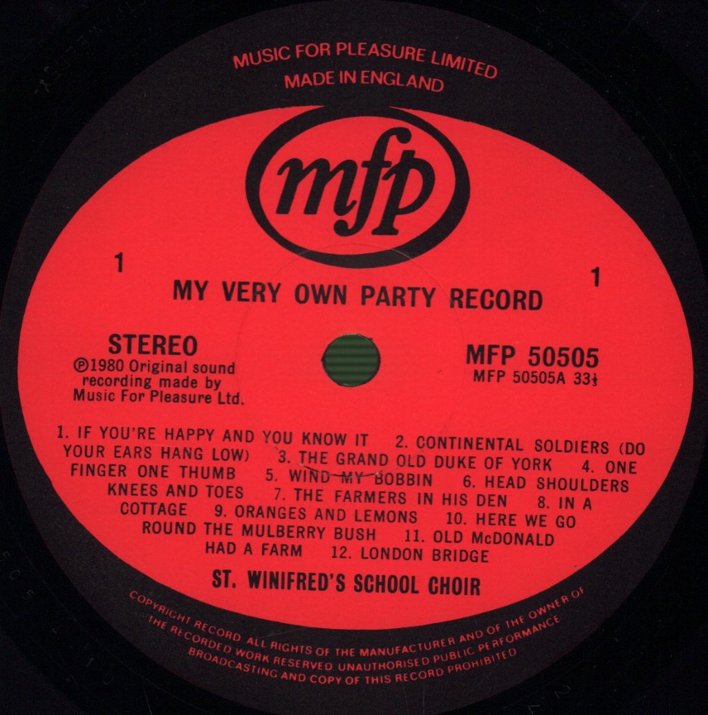 St Winifreds School Choir - My Very Own Party Record - Lp