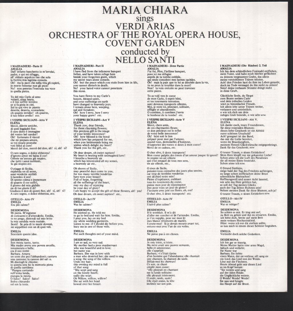Maria Chiara - Maria Chiara Sings Verdi Arias - Lp