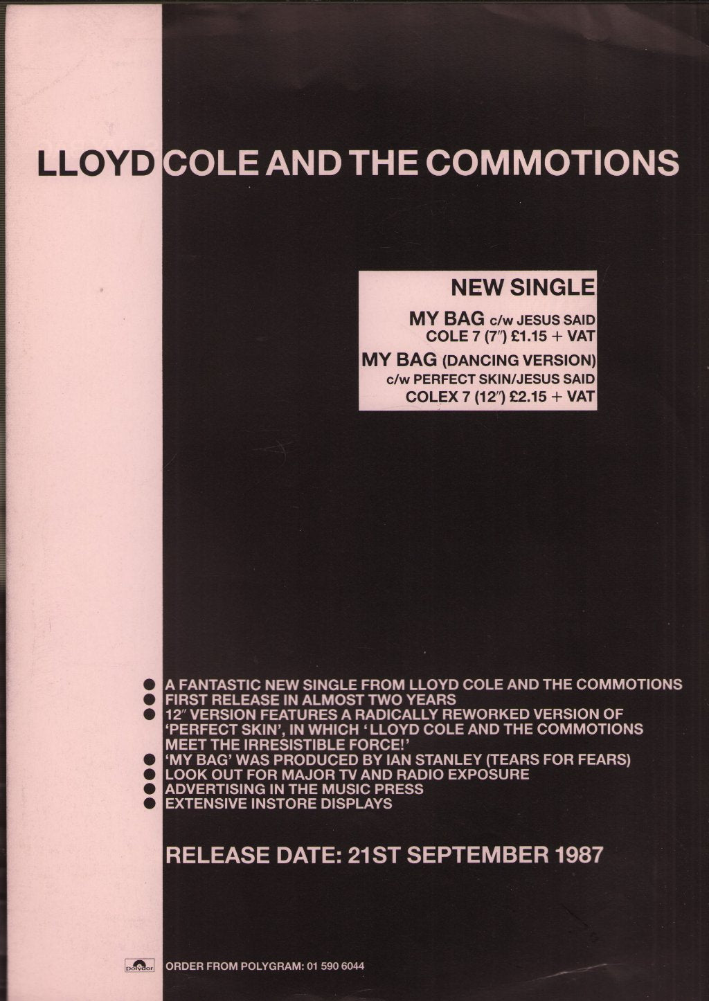 Lloyd Cole And The Commotions - My Bag - Flyer
