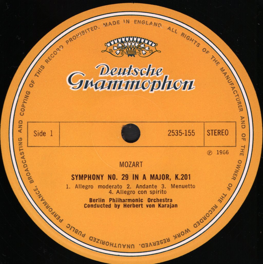 Herbert Von Karajan / Berlin Philharmonic Orchestra - Mozart Symphonies Nos.29 And 33 - Lp