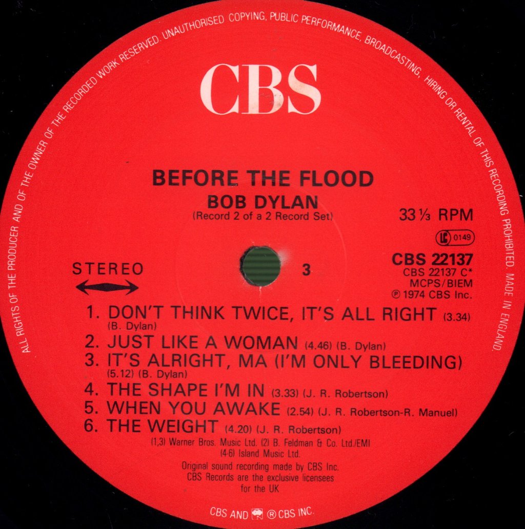 Bob Dylan and The Band - Before The Flood - Double Lp