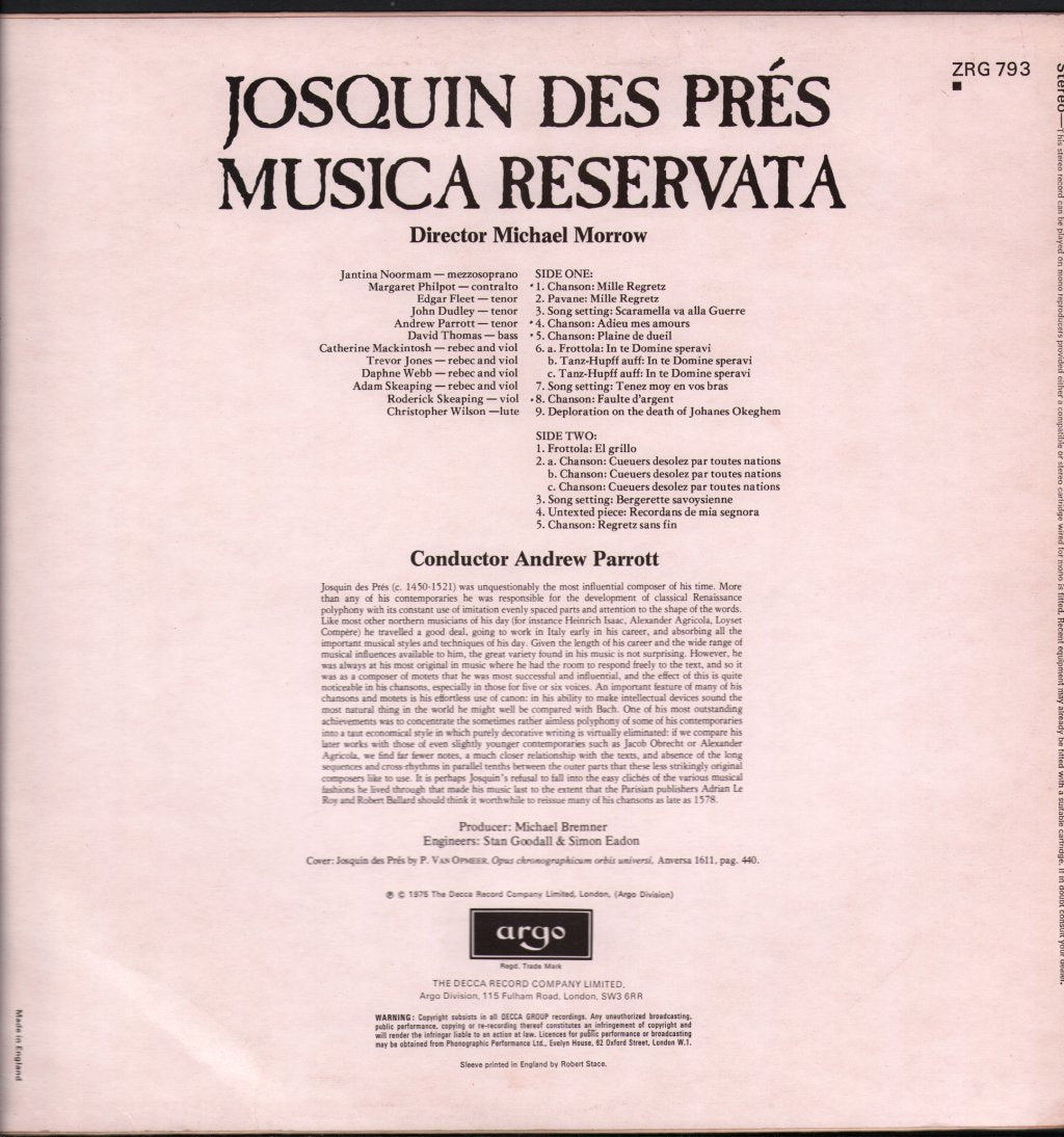 Musica Reservata - Josquin Des Prés - Musica Reservata - Lp