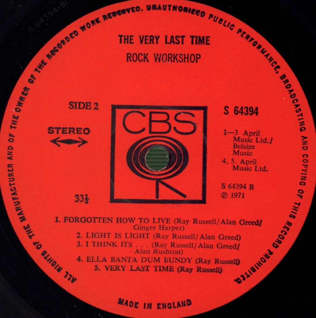Rock Workshop - Very Last Time - Lp