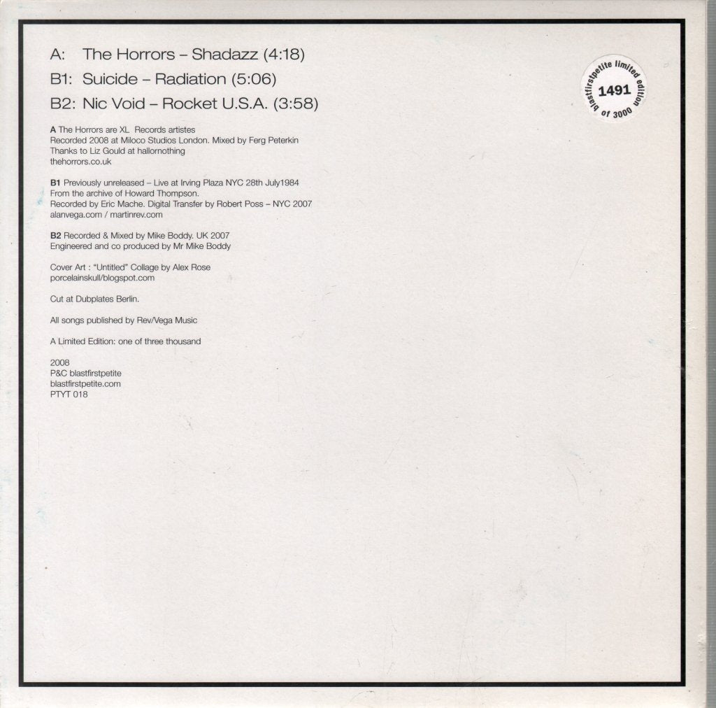 Horrors / Suicide / Nic Void - Shadazz / Radiation / Rocket USA - 10 Inch