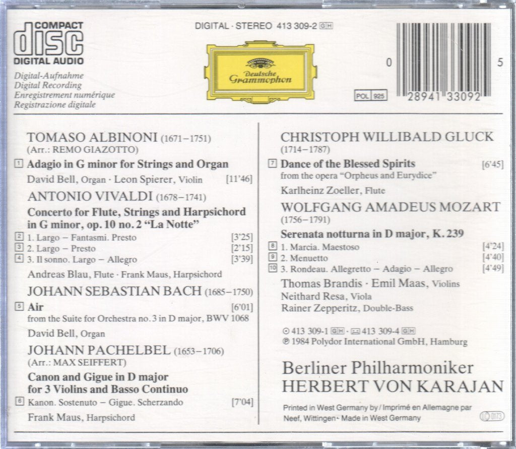 Albinoni - Albinoni: Adagio/Pachelbel: Canon - Cd