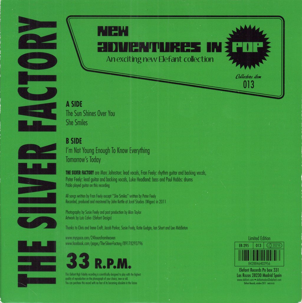 Silver Factory - Sun Shines Over You - 7 Inch