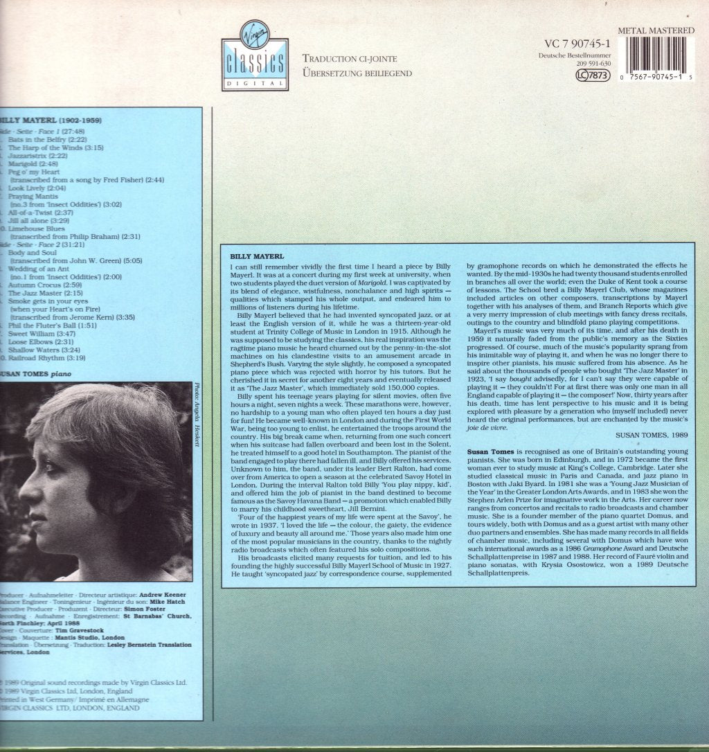 Susan Tomes - Loose Elbows - Plays The Piano Music Of Billy Mayerl - Lp