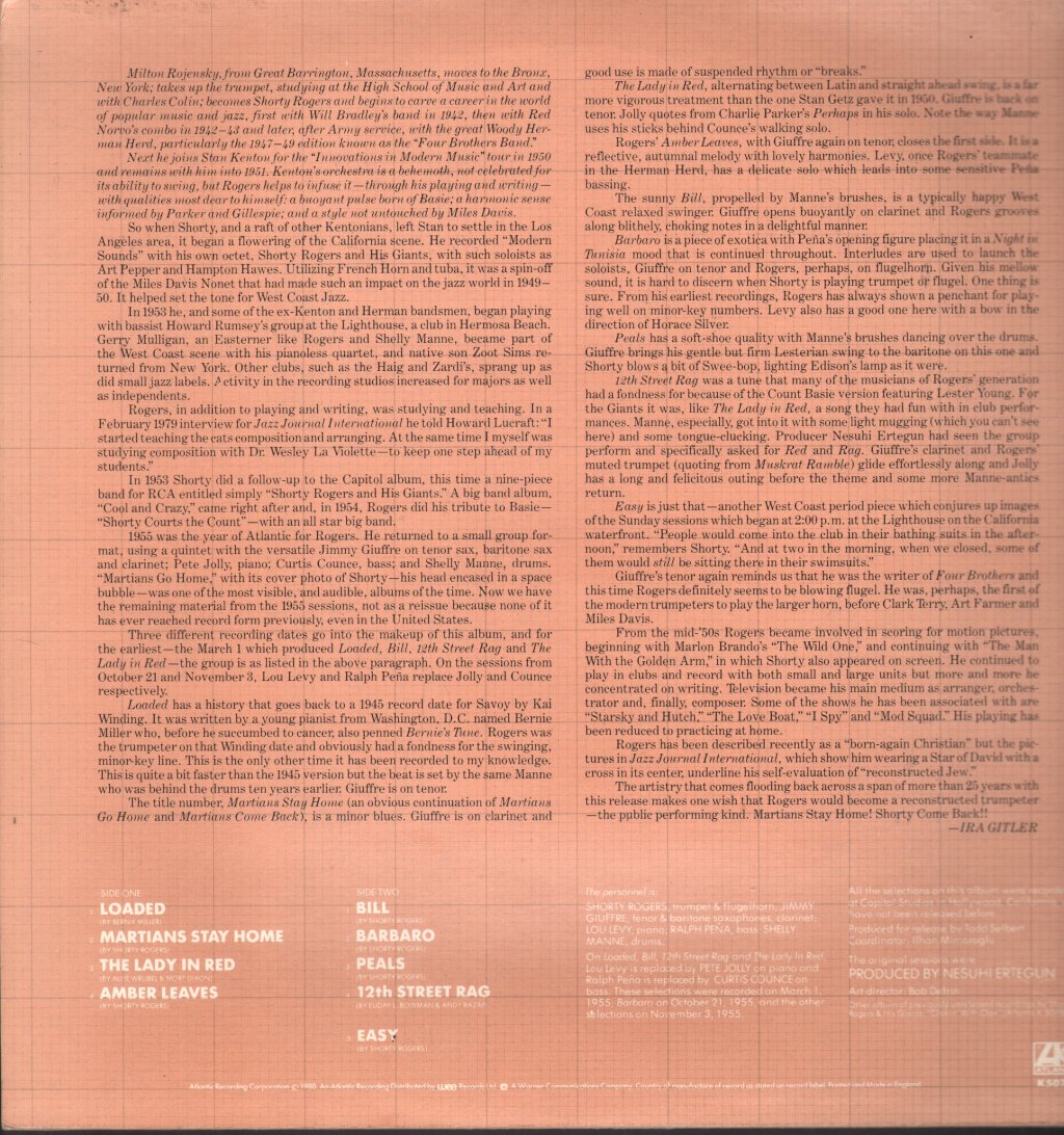Shorty Rogers And His Giants - Martians Stay Home - Lp
