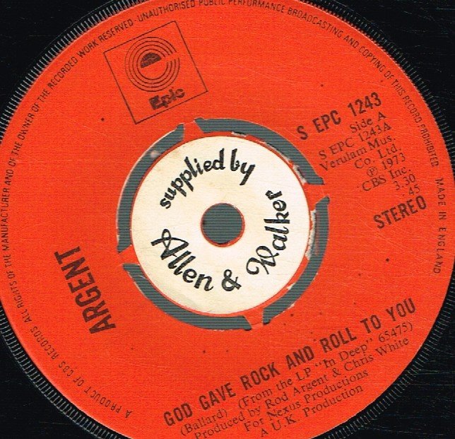 Argent - God Gave Rock N Roll To You - 7 Inch