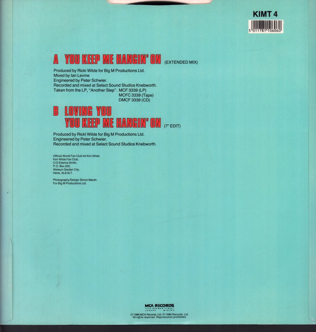 Kim Wilde - You Keep Me Hangin On - 12 Inch
