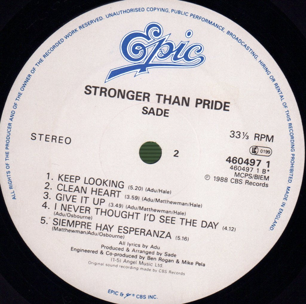Sade - Stronger Than Pride - Lp