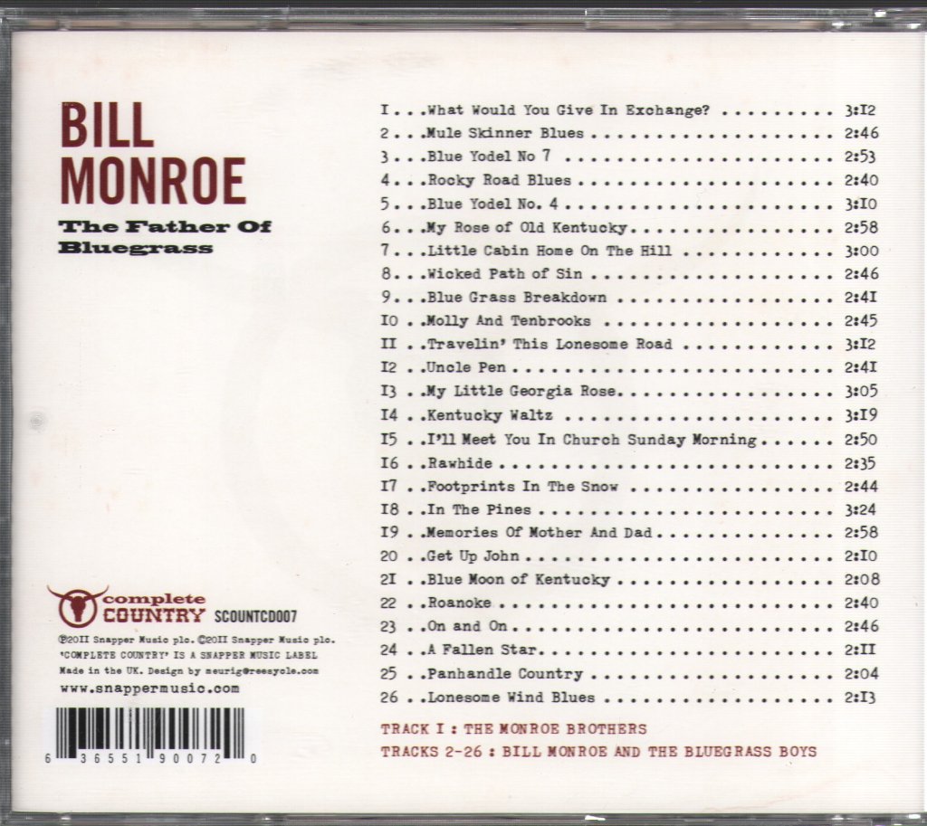 Bill Monroe - Father of Bluegrass - Cd