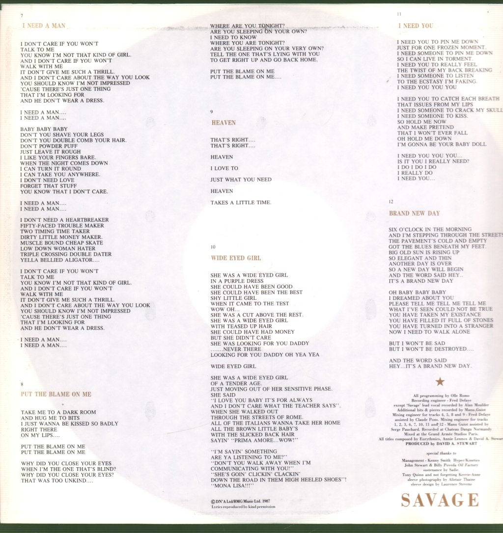 Eurythmics - Savage - Lp